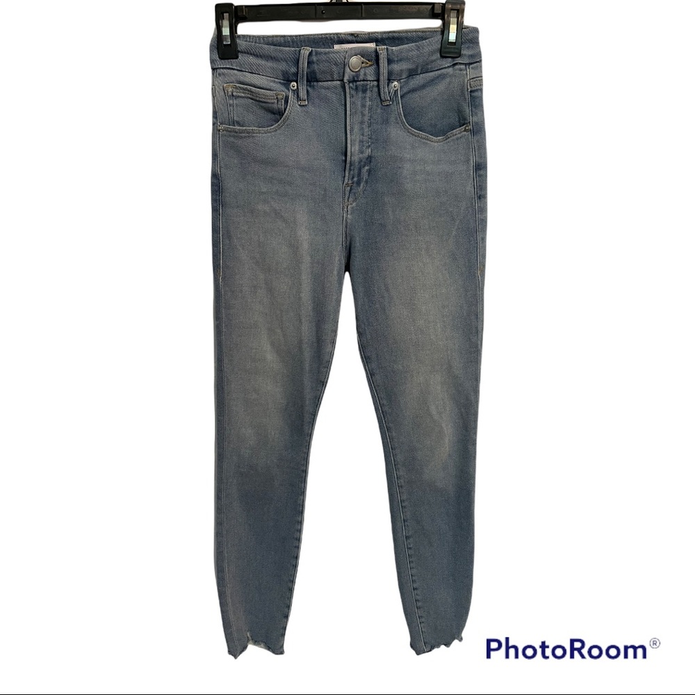 Good American Good Curve Skinny Crop Raw Hem Jeans
